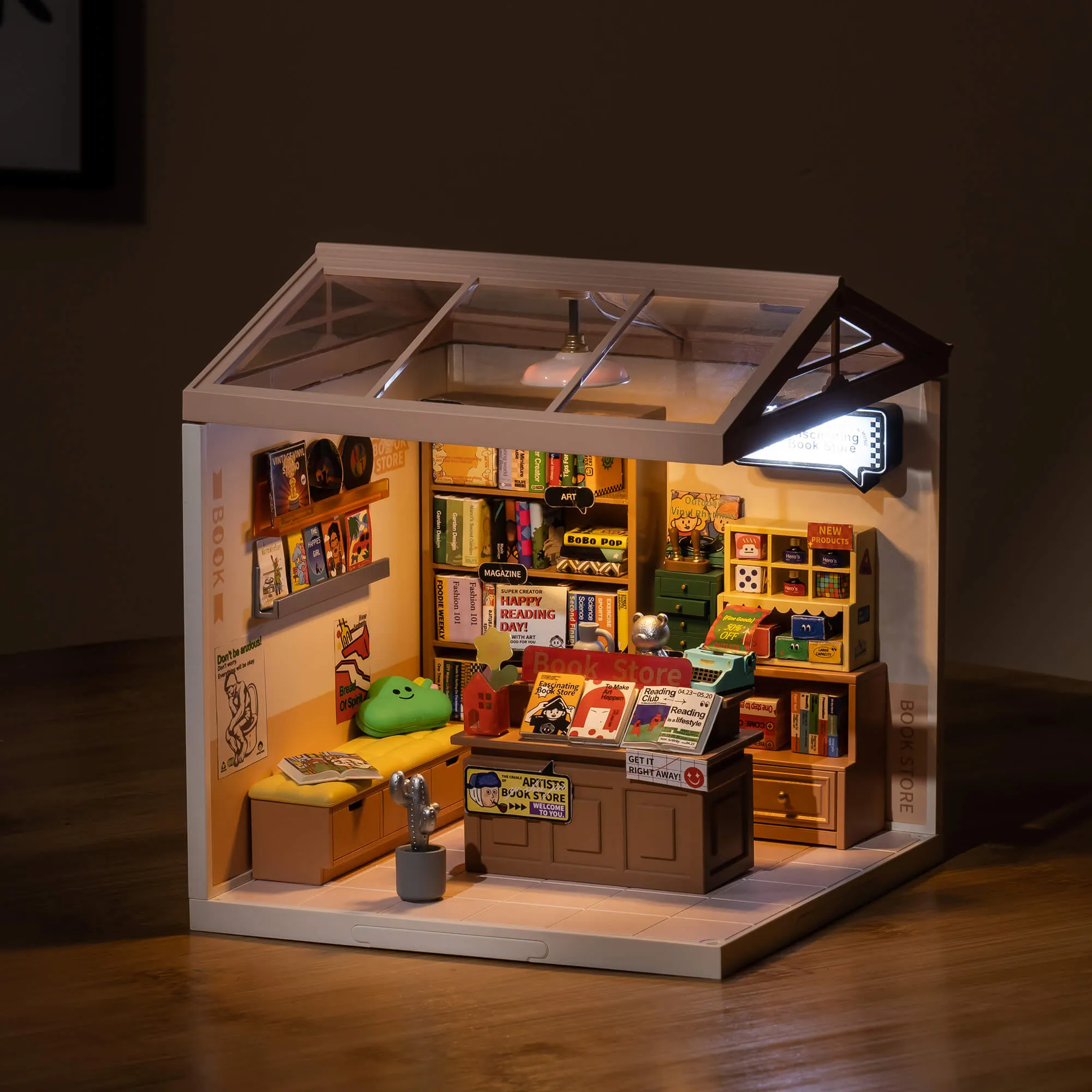 Mini Book House Rolife Fascinating Book Store Super Creator Miniature House DW004 ...